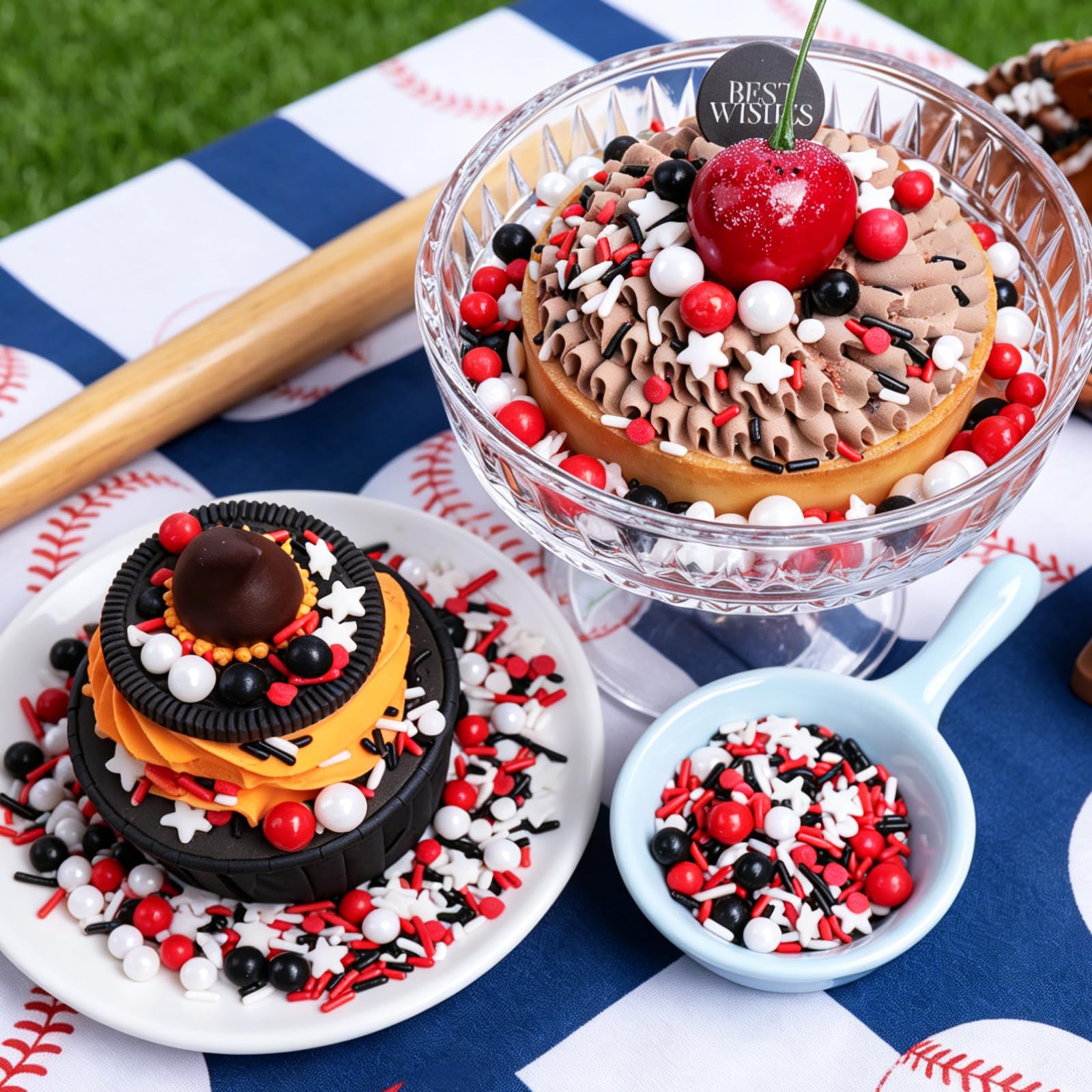 Red, White & Black Sprinkles – Edible Sprinkle Mix for Cake Decorating & Desserts - Image 3