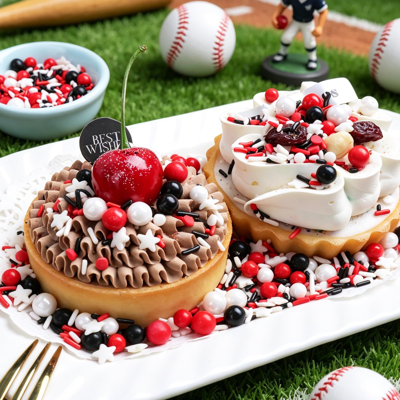 Red, White & Black Sprinkles – Edible Sprinkle Mix for Cake Decorating & Desserts - Image 4