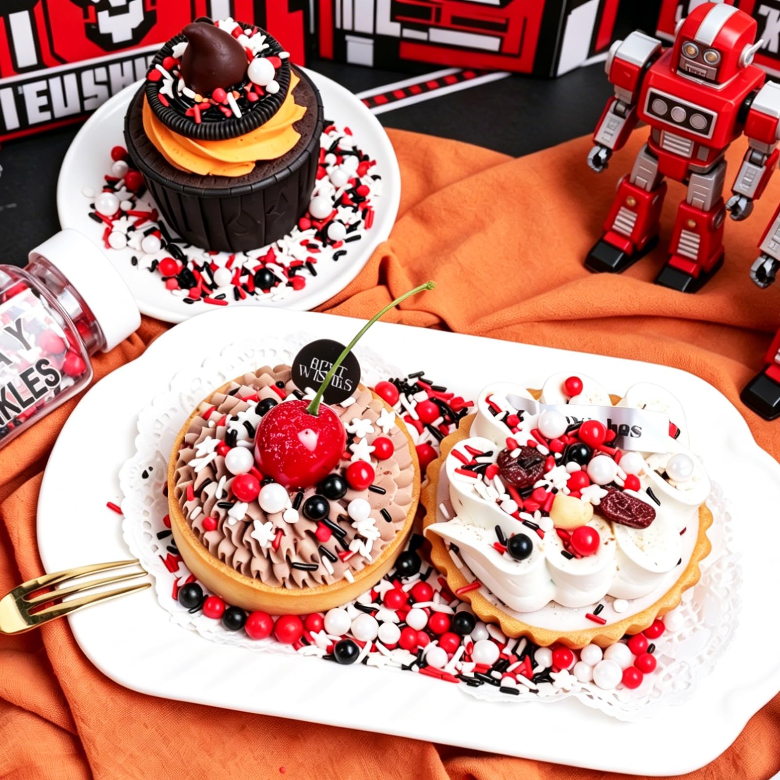 Red, White & Black Sprinkles – Edible Sprinkle Mix for Cake Decorating & Desserts - Image 6