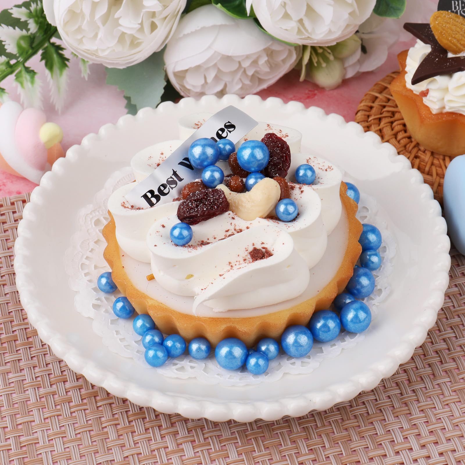 Edible Sugar Pearls Set | Silver, White, Black, Blue, Red, Purple for Cake Decorating - Image 3