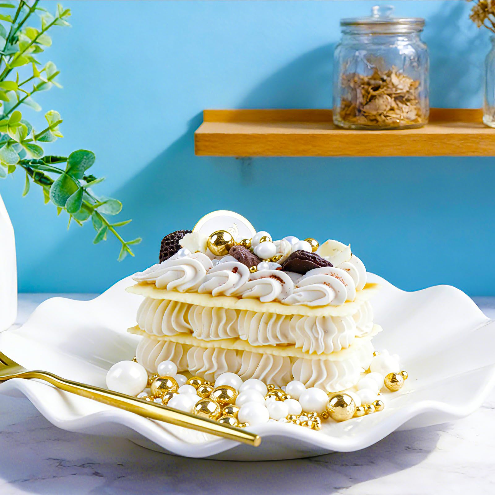 Gold & White Pearl Sprinkles for Cake Decorating – Elegant Edible Sugar Pearls for Desserts - Image 3