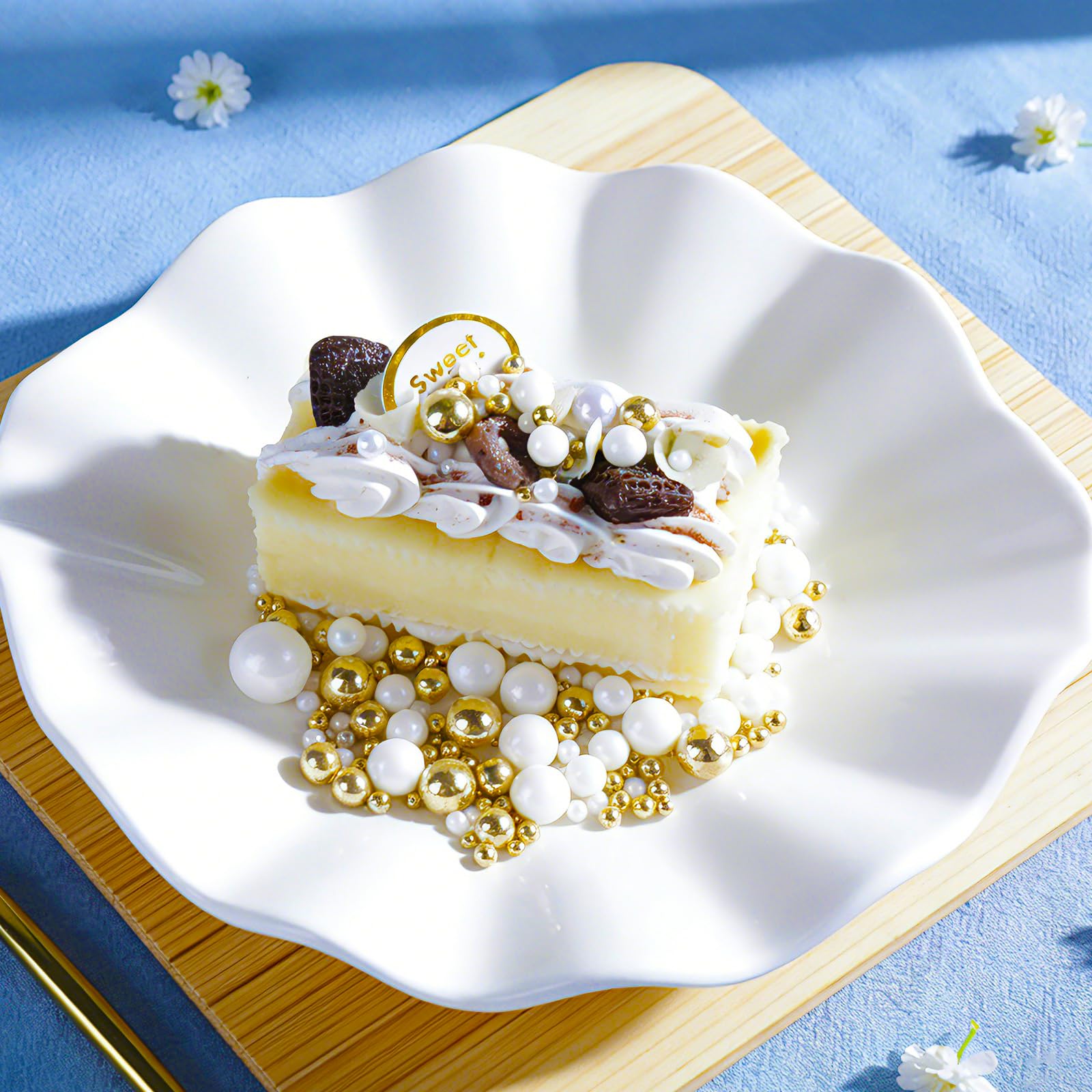 Gold & White Pearl Sprinkles for Cake Decorating – Elegant Edible Sugar Pearls for Desserts - Image 4