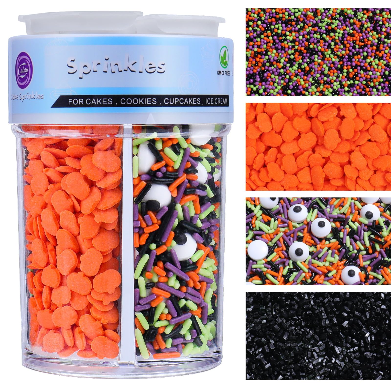 halloween sprinkles 4 in 1 mix eyeball pumpkin jimmies nonpareils cake decorating cupcake toppings