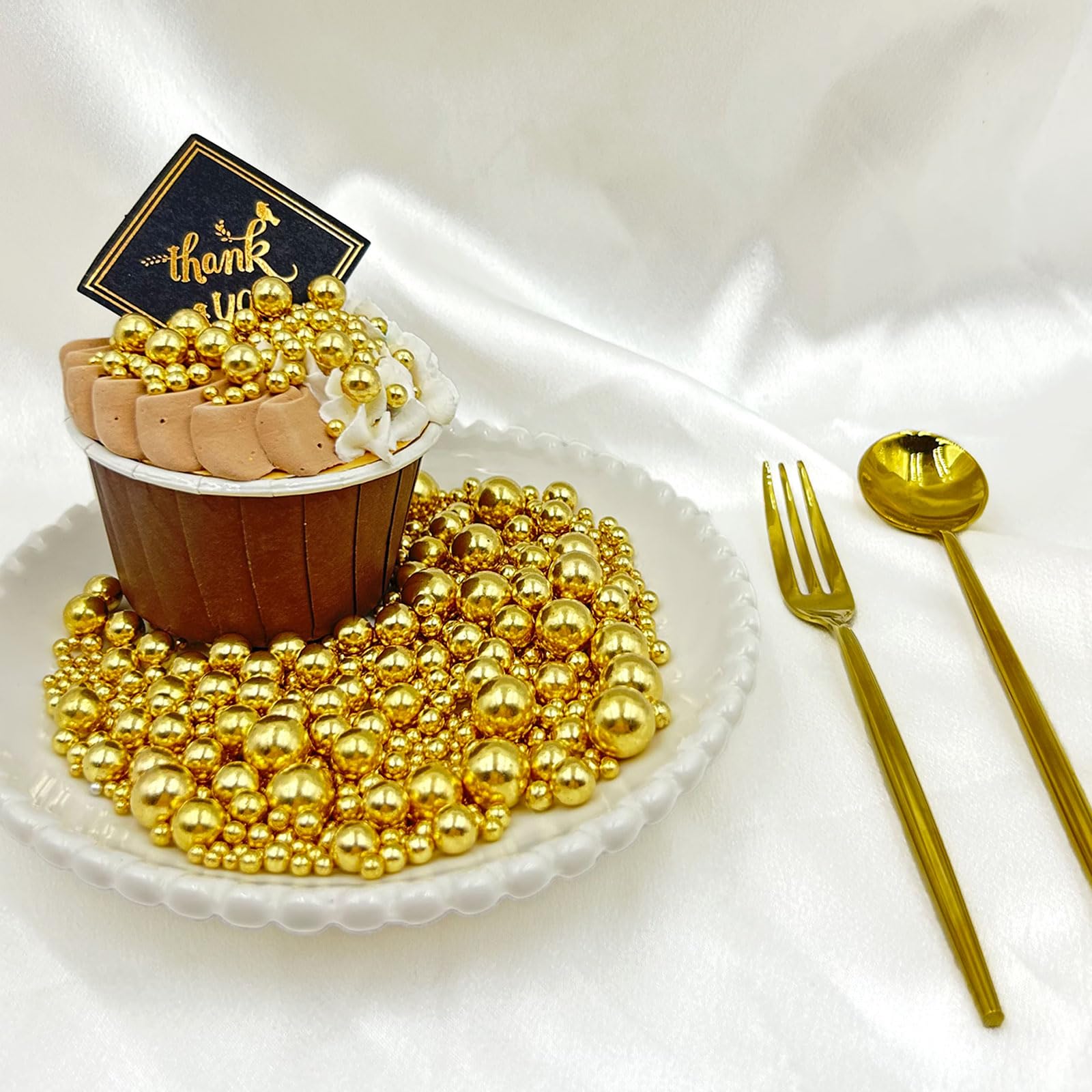 Gold Pearl Sprinkles – Metallic Edible Pearls for Cake Decorating, Perfect for Cakes, Cupcakes & Desserts - Image 3