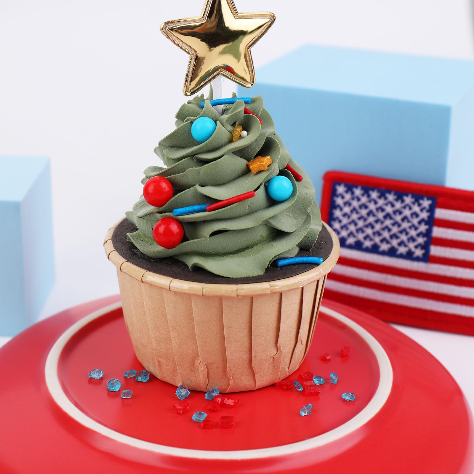 Patriotic Sprinkles Mix | Red, White & Blue Stars, Jimmies, Pearls & Sanding Sugar for Cake Decorating - Image 3
