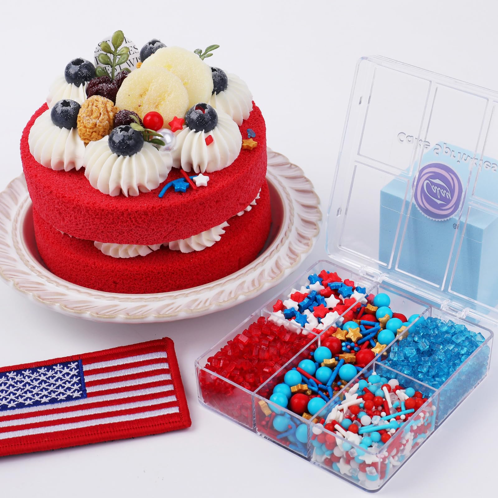 Patriotic Sprinkles Mix | Red, White & Blue Stars, Jimmies, Pearls & Sanding Sugar for Cake Decorating - Image 4