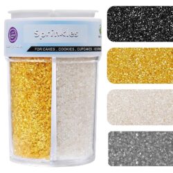Sanding Sugar Sprinkles – Silver, Gold, White, Black for Cake Decorating | Perfect for Cakes, Cupcakes, Cookies & Ice Cream