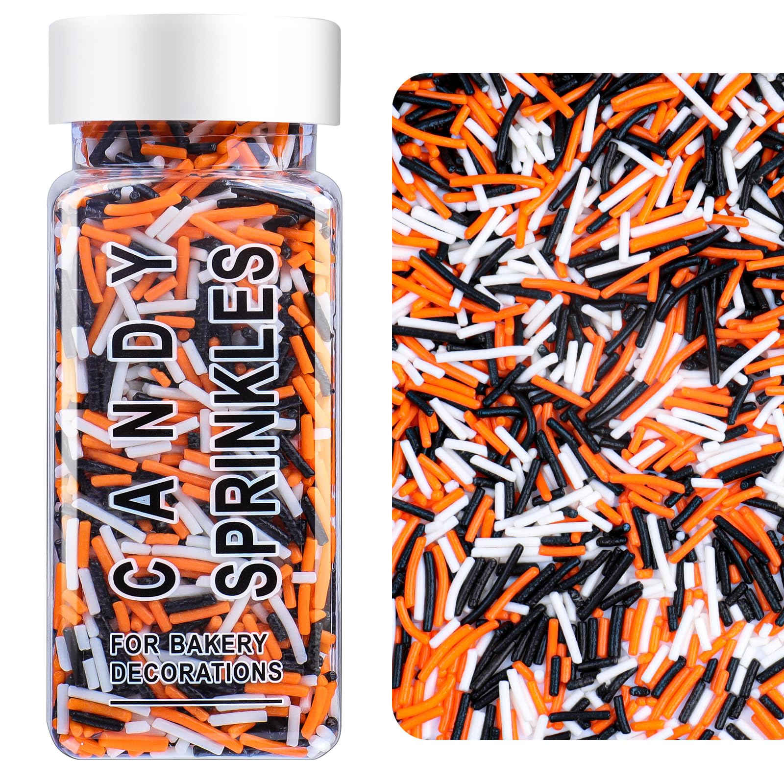 halloween jimmies sprinkles black orange purple white cake decorating cupcake cookie topping