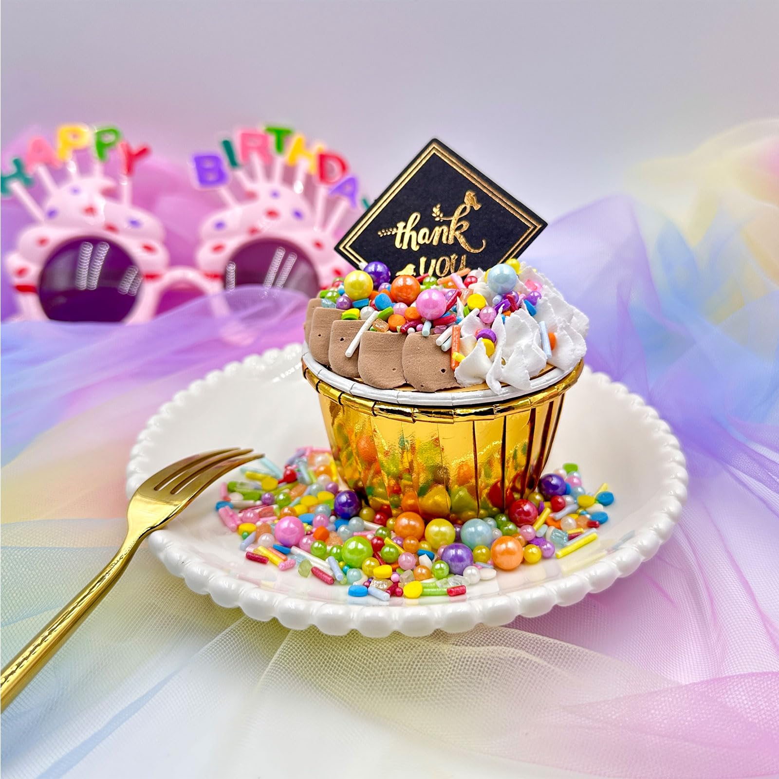 Rainbow Sprinkles for Cake Decorating – Colorful Jimmies & Pearl Confetti Mix for Cakes, Cupcakes, Cookies & Ice Cream Toppings - Image 2