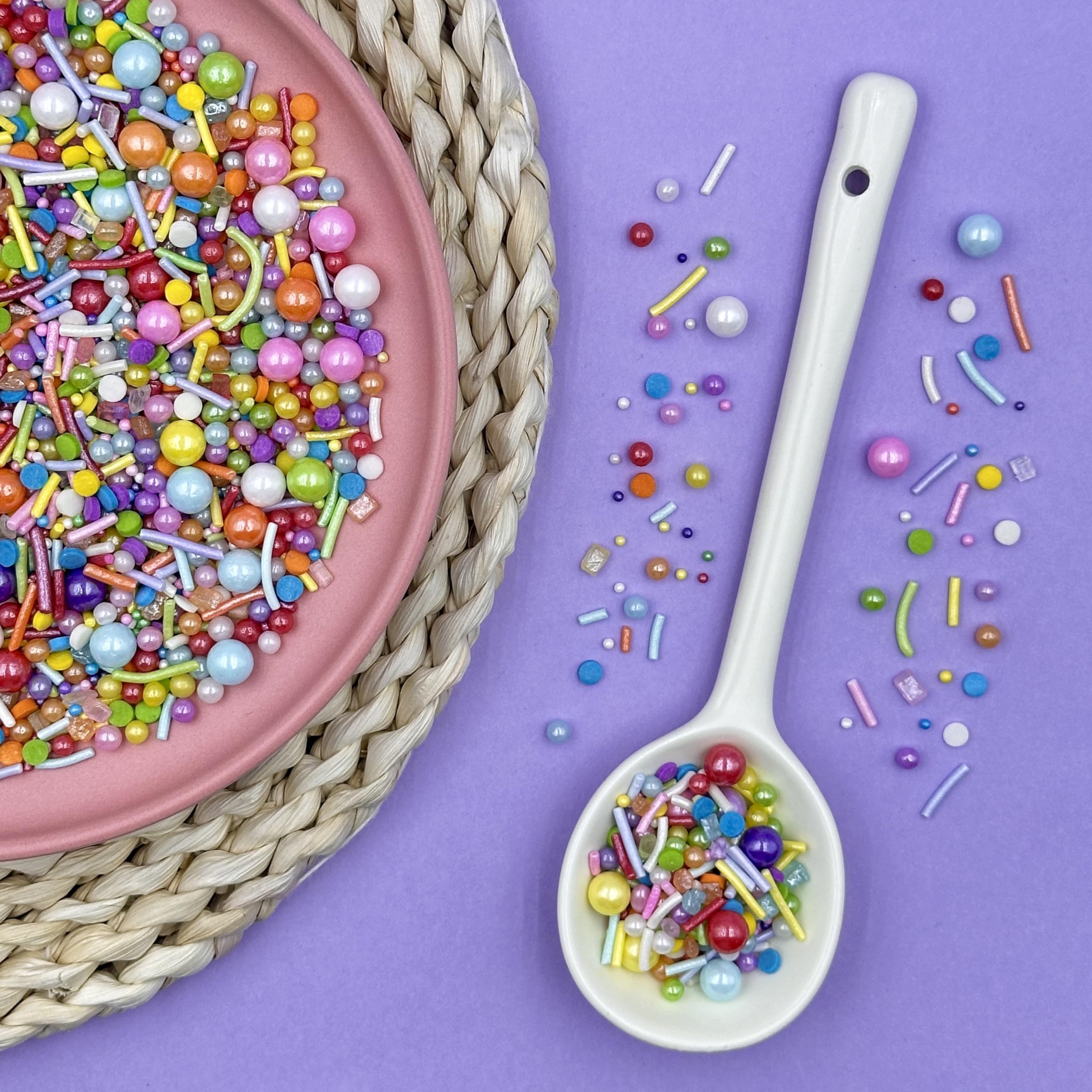 Rainbow Sprinkles for Cake Decorating – Colorful Jimmies & Pearl Confetti Mix for Cakes, Cupcakes, Cookies & Ice Cream Toppings - Image 3