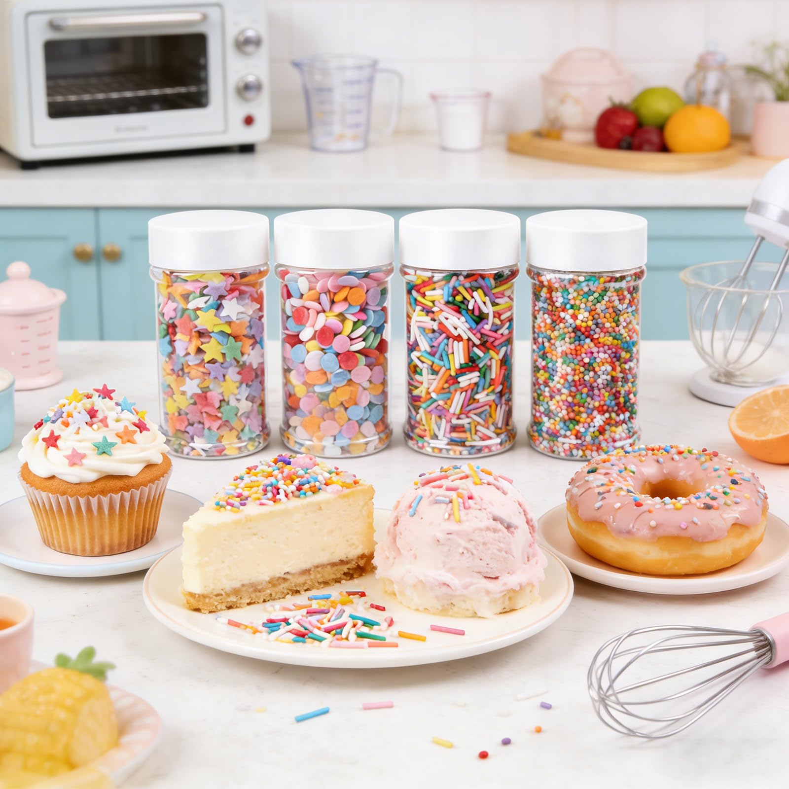 Rainbow Sprinkles Mix for Cake Decorating, Cupcakes, Cookies & Ice Cream (Stars, Jimmies, Nonpareils, Confetti) - Image 8
