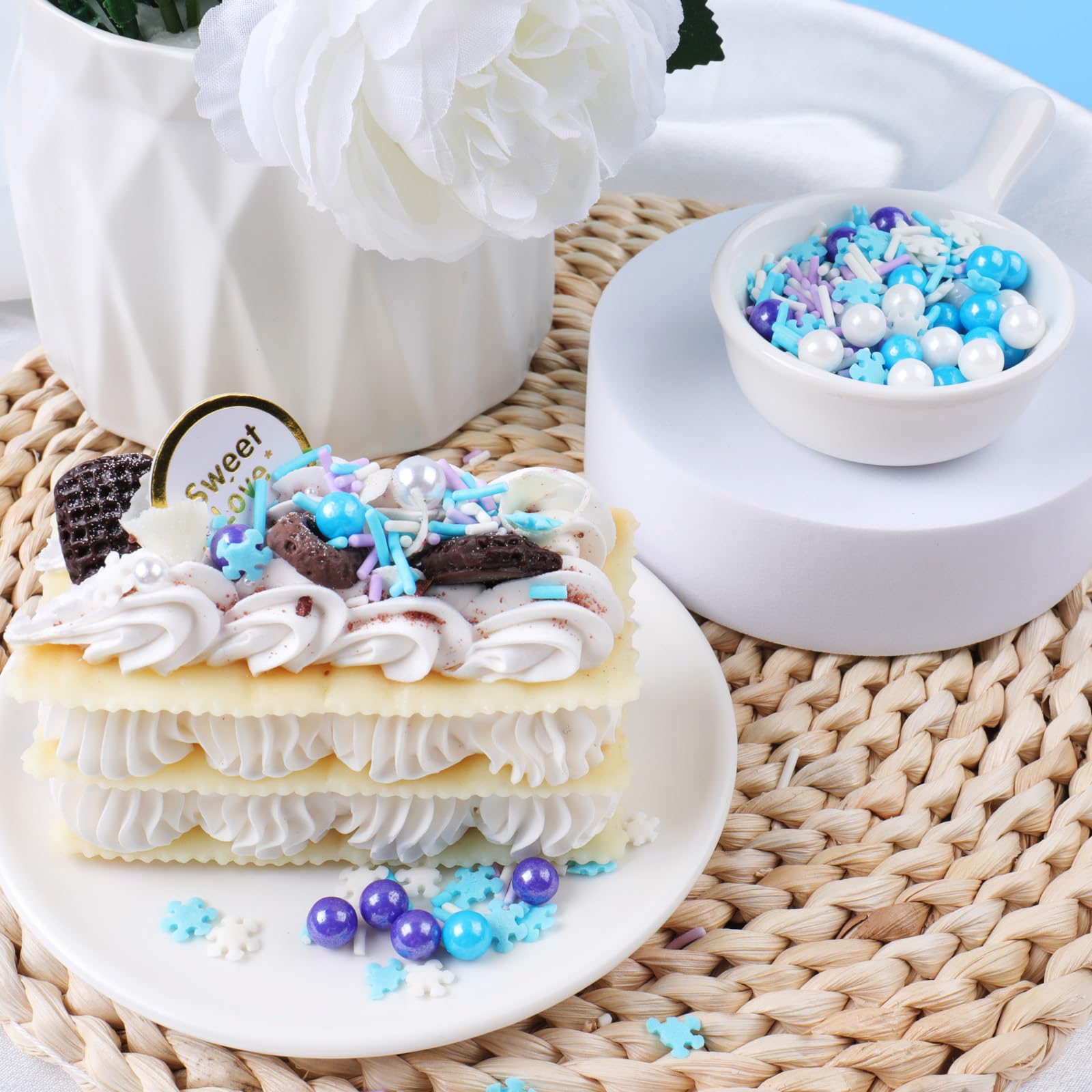 Winter Snowflake Sprinkles for Cake Decorating | Blue & White Sprinkles for Cakes, Cupcakes, Cookies & Ice Cream - Image 2