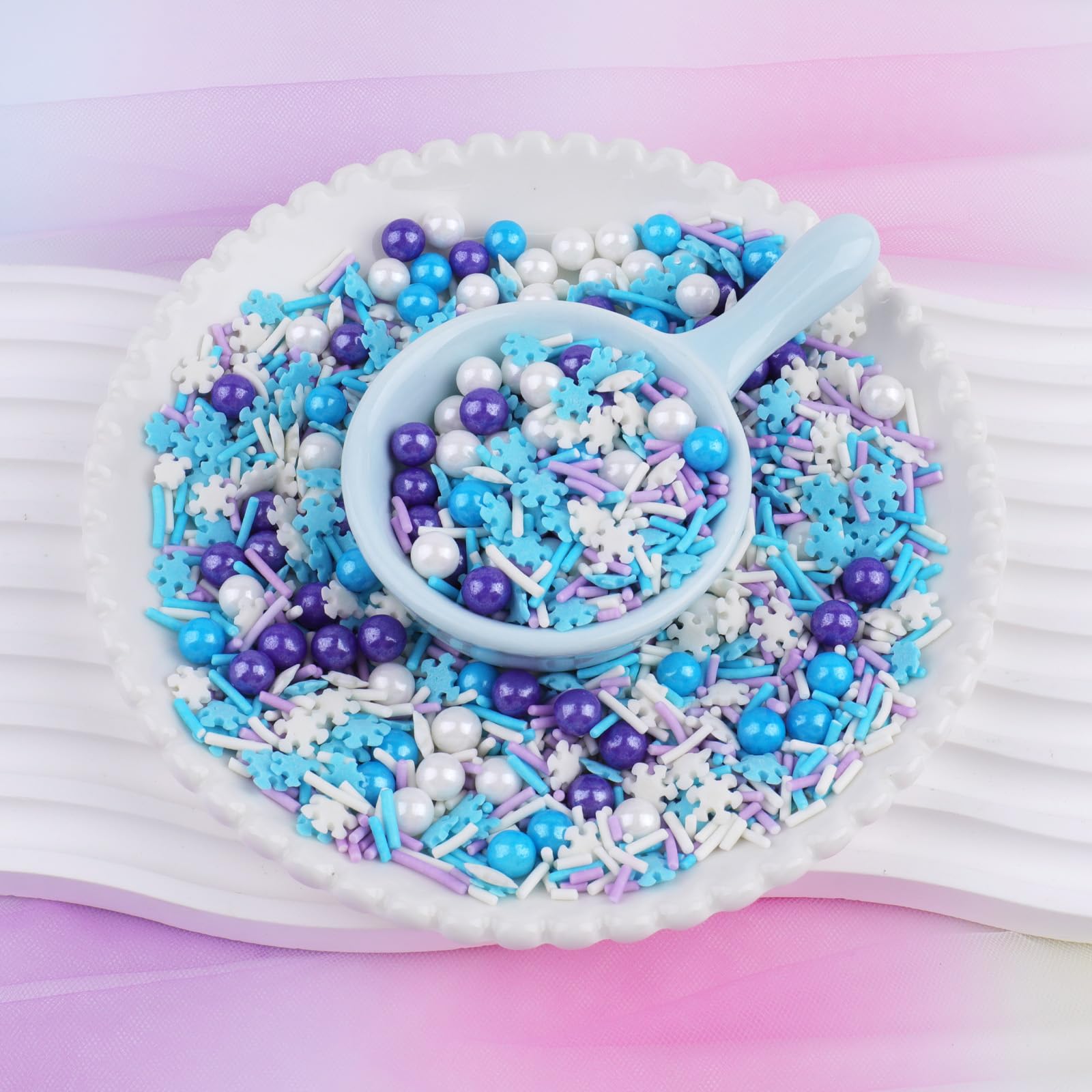 Winter Snowflake Sprinkles for Cake Decorating | Blue & White Sprinkles for Cakes, Cupcakes, Cookies & Ice Cream - Image 3