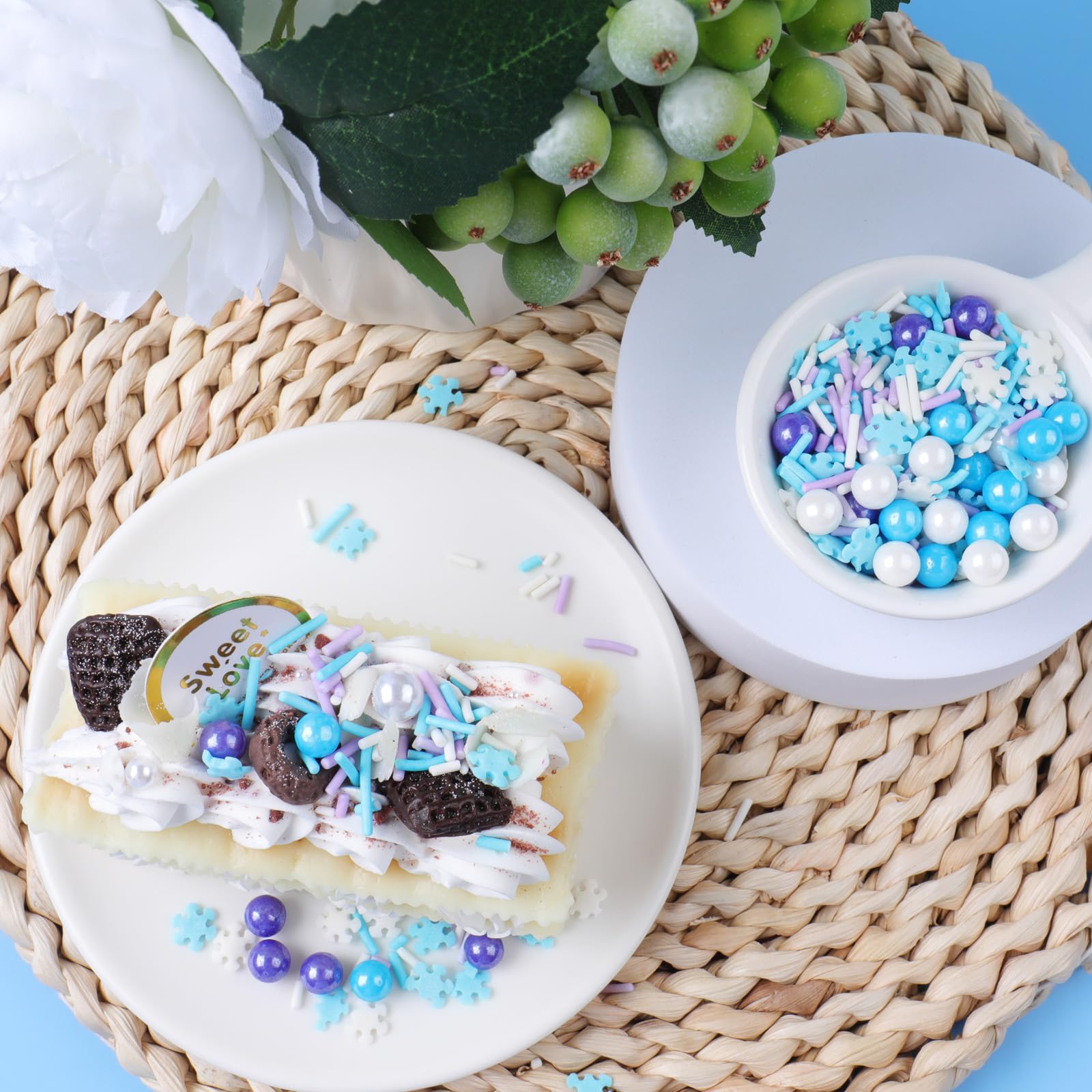 Winter Snowflake Sprinkles for Cake Decorating | Blue & White Sprinkles for Cakes, Cupcakes, Cookies & Ice Cream - Image 5