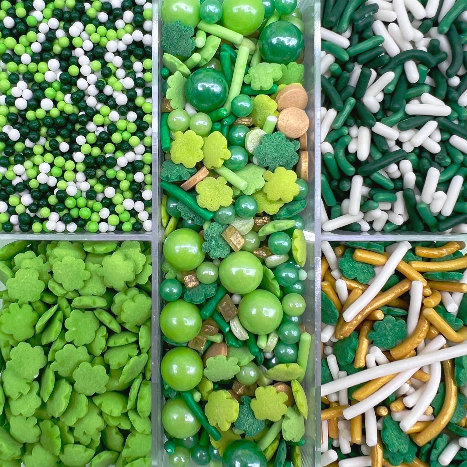 St. Patrick’s Day Sprinkles Mix for Cake Decorating, Cupcakes, Cookies & Ice Cream (Shamrocks, Jimmies, Nonpareils) - Image 2