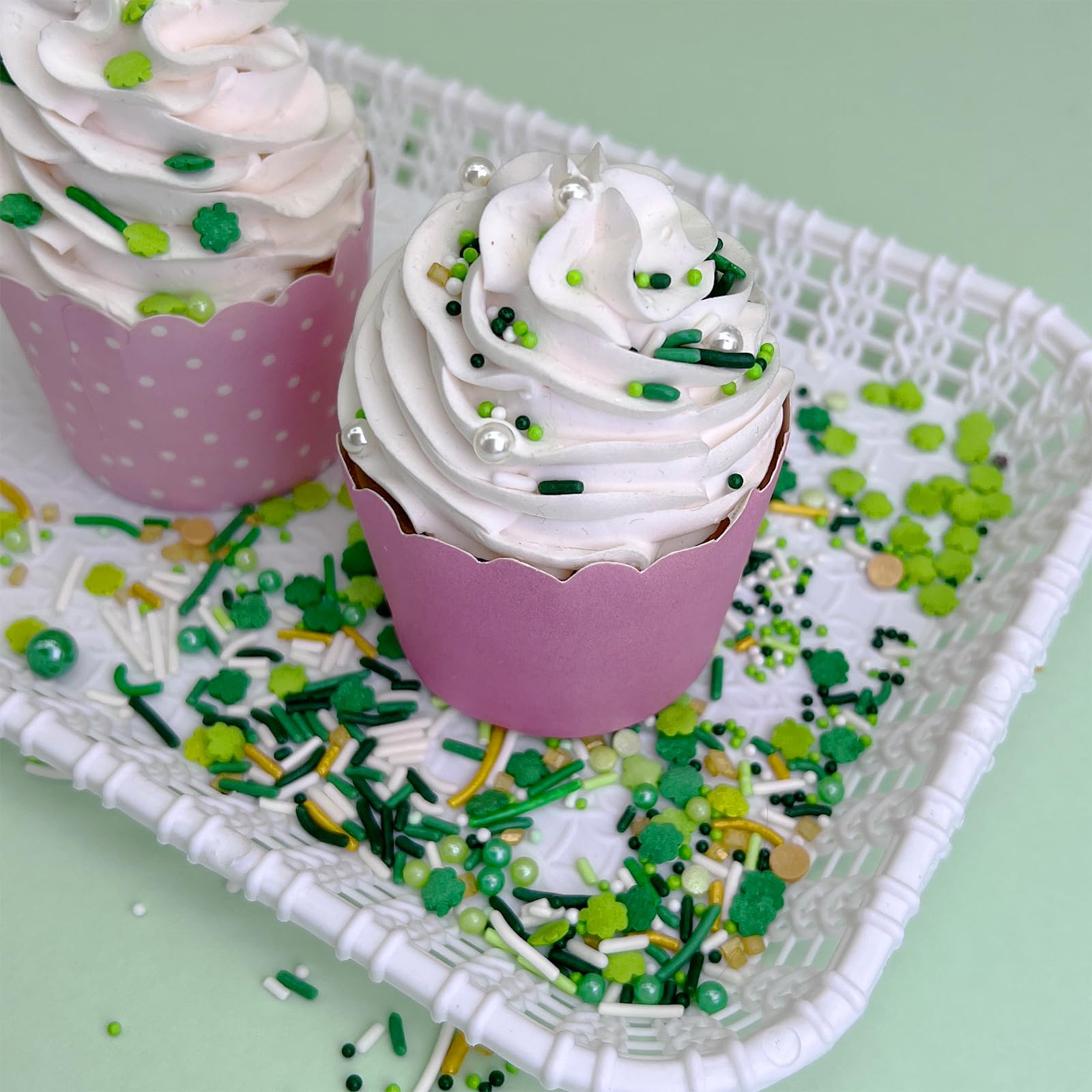St. Patrick’s Day Sprinkles Mix for Cake Decorating, Cupcakes, Cookies & Ice Cream (Shamrocks, Jimmies, Nonpareils) - Image 4