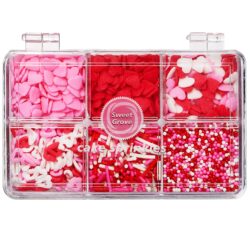 valentines heart sprinkles red pink edible mix cake decorating cupcakes cookies