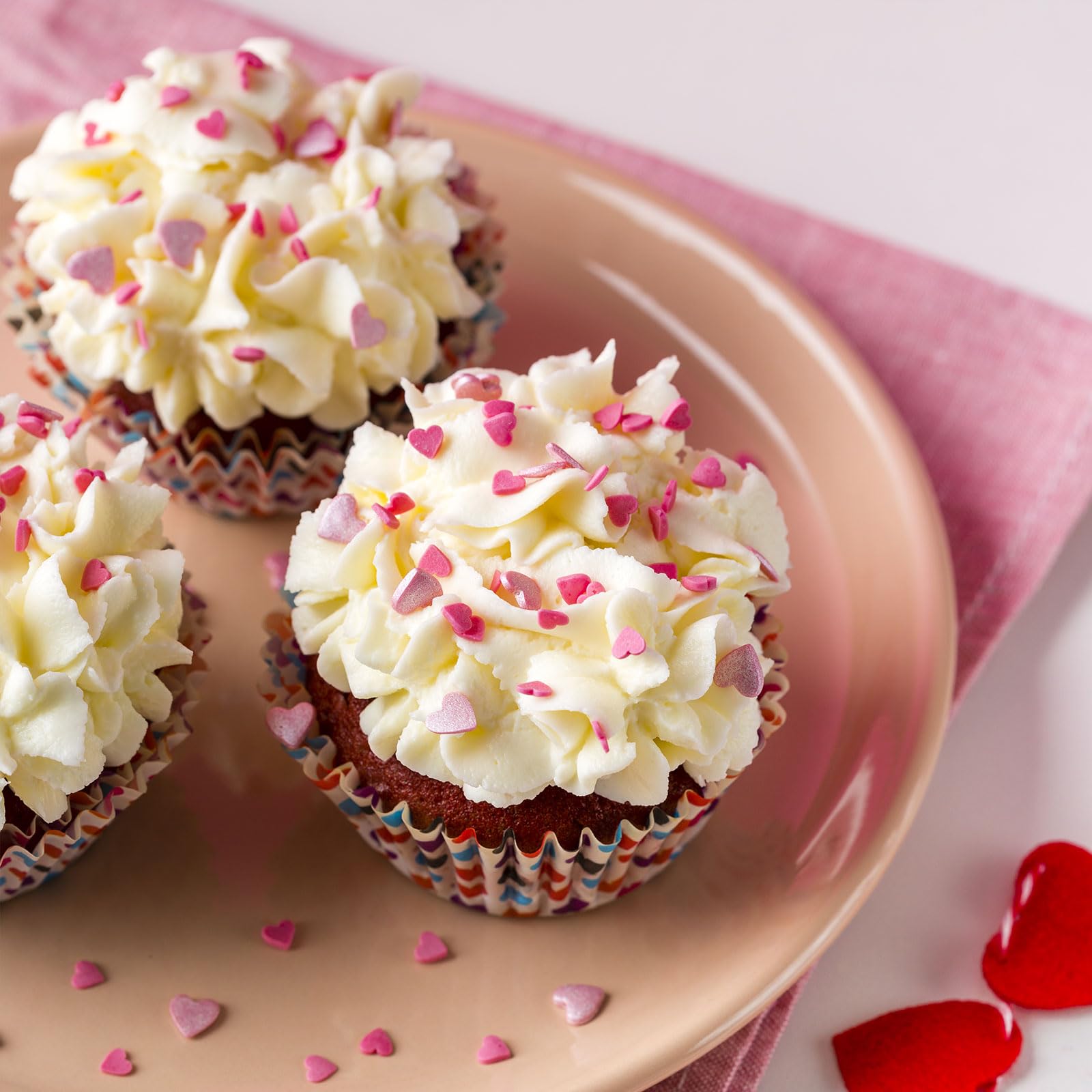 Valentine’s Sprinkles Mix for Cake Decorating, Cupcakes, Cookies & Ice Cream (Hearts, Jimmies, Pearls) - Image 2