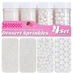 Edible Sugar Pearls Set | Silver, White, Black, Blue, Red, Purple for Cake Decorating